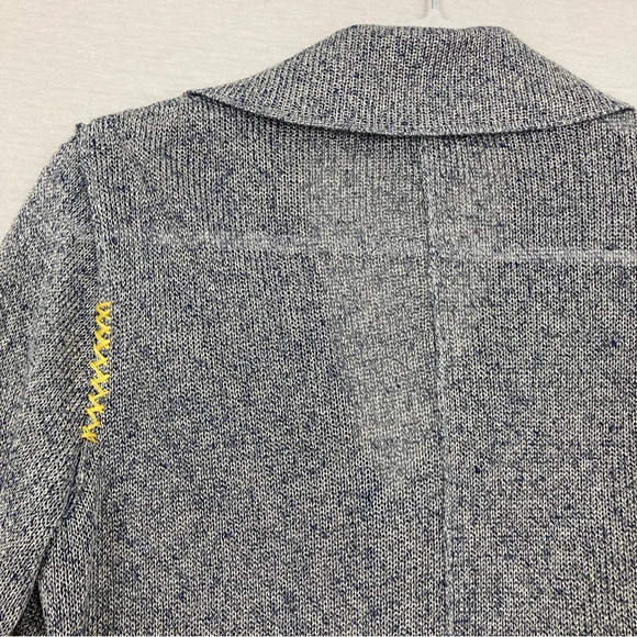 Barbara Katz Gray Multi Color Embroidered Collar Button Knit Cardigan Large - Picture 11 of 12